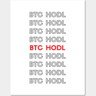 BTC HODL Typography (red) Posters and Art